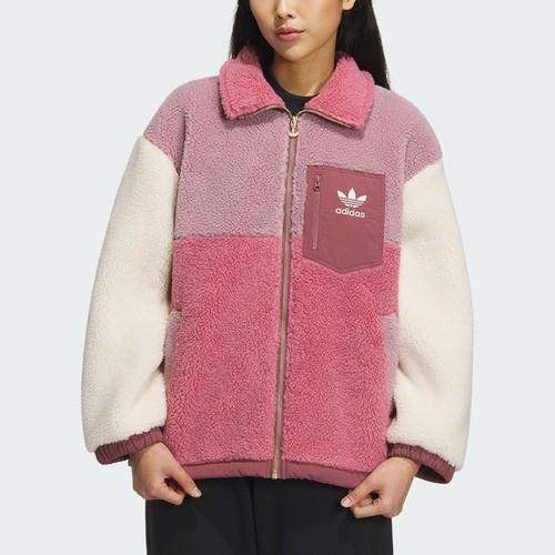 adidas Originals Colorblock Stand Collar Sports Jacket for Women - Layered Pink