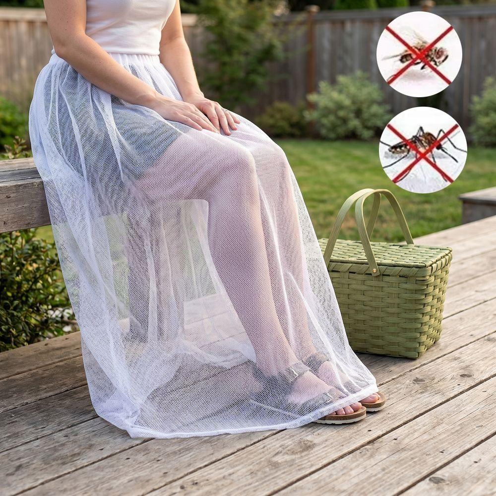 White Women's Net Dress Bee Repellent Mosquito Repellent Cover Women's Half Skirt  Summer Wear