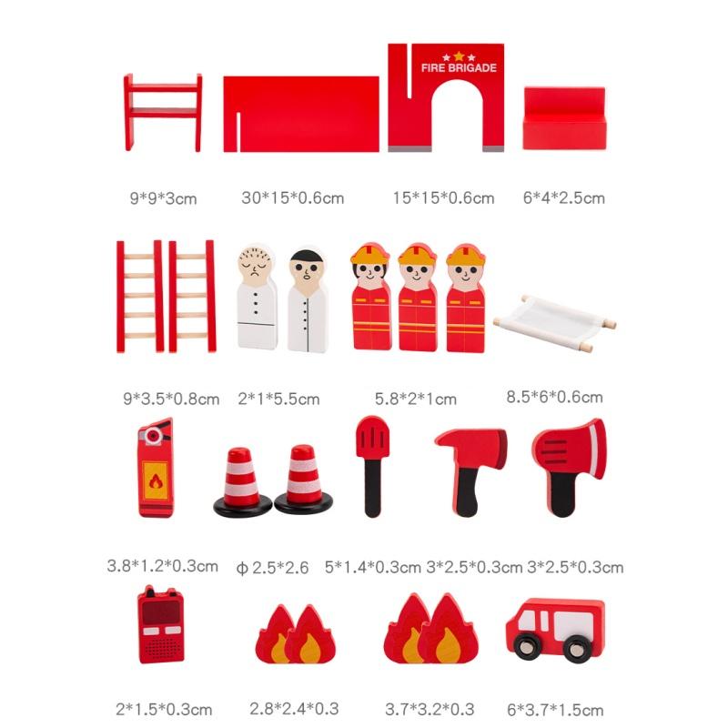 Montessori Wooden Toys Children Fire Station Police Station Simulation Toy Pretend Play Tools Construction Toy Motor Skills Kids