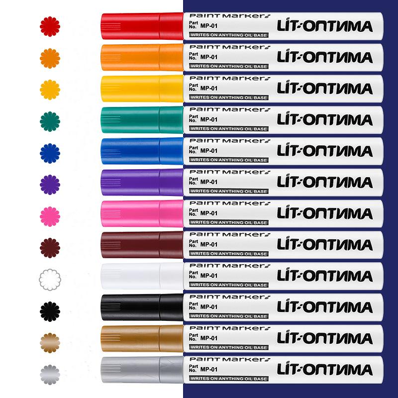 12 Colors Paint Pens,Waterproof Marker Fiber Nib,Drawing,DIY,Graffiti,Car Tire,Industrial Marking,Colorful Touch-Up Paint Marker