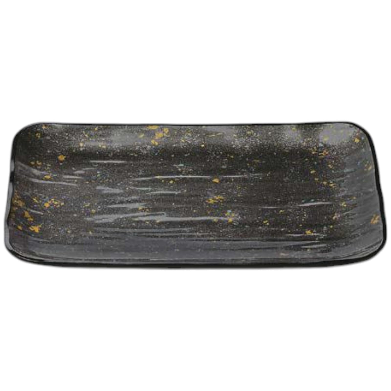 

Premium Nigiri Sushi Long Rectangular Large Treasure Serving Plate with Black Dry Lacquer Made in Japan J-Kitchens Plate, 1.0-inch Silver-Gloss