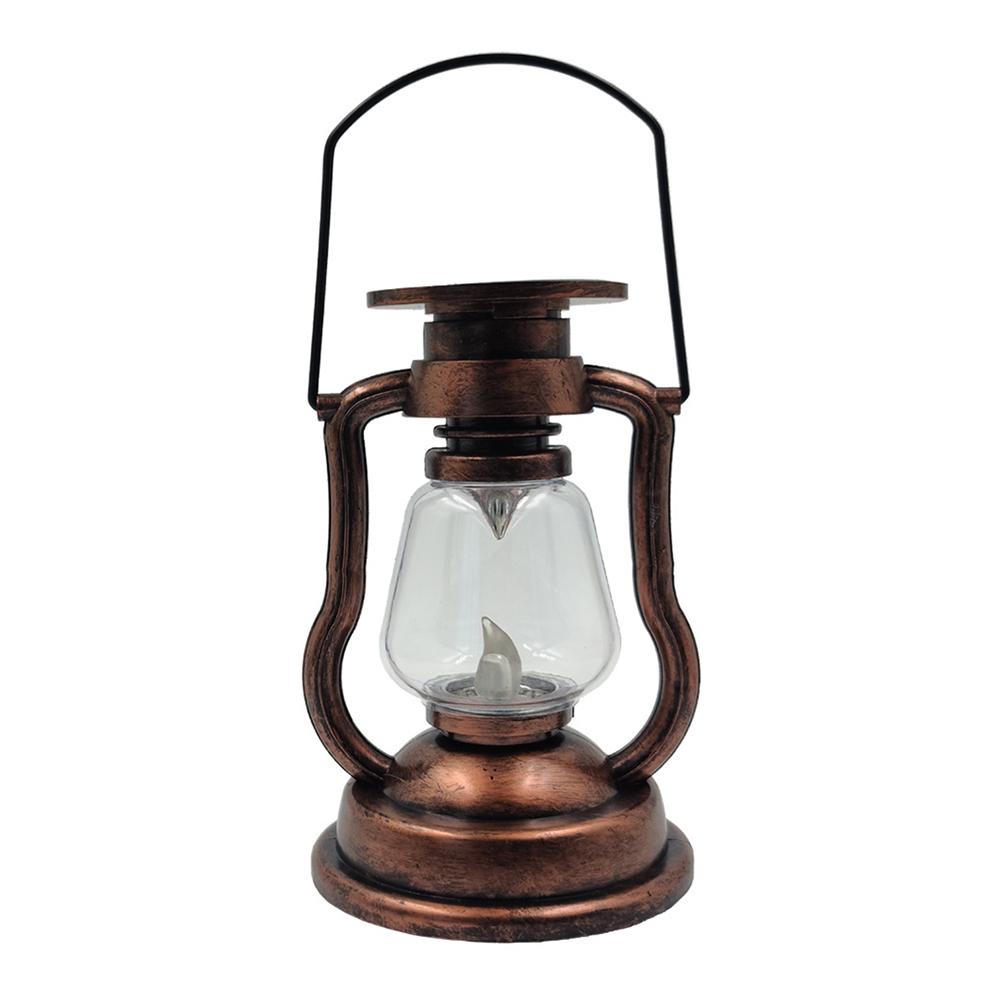 Solar Powered Vintage Hanging Light Portable Old-Fashioned Kerosene Lamp 300mAh Built-In Battery Courtyard Garden Decor