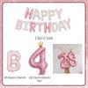 Rosa Happy Birthday Buchstabenballon-Set Rosa bedruckter Geburtstagsballon Krone Digitale Ballons 0-9 für Geburtstagsfeier-Dekoration