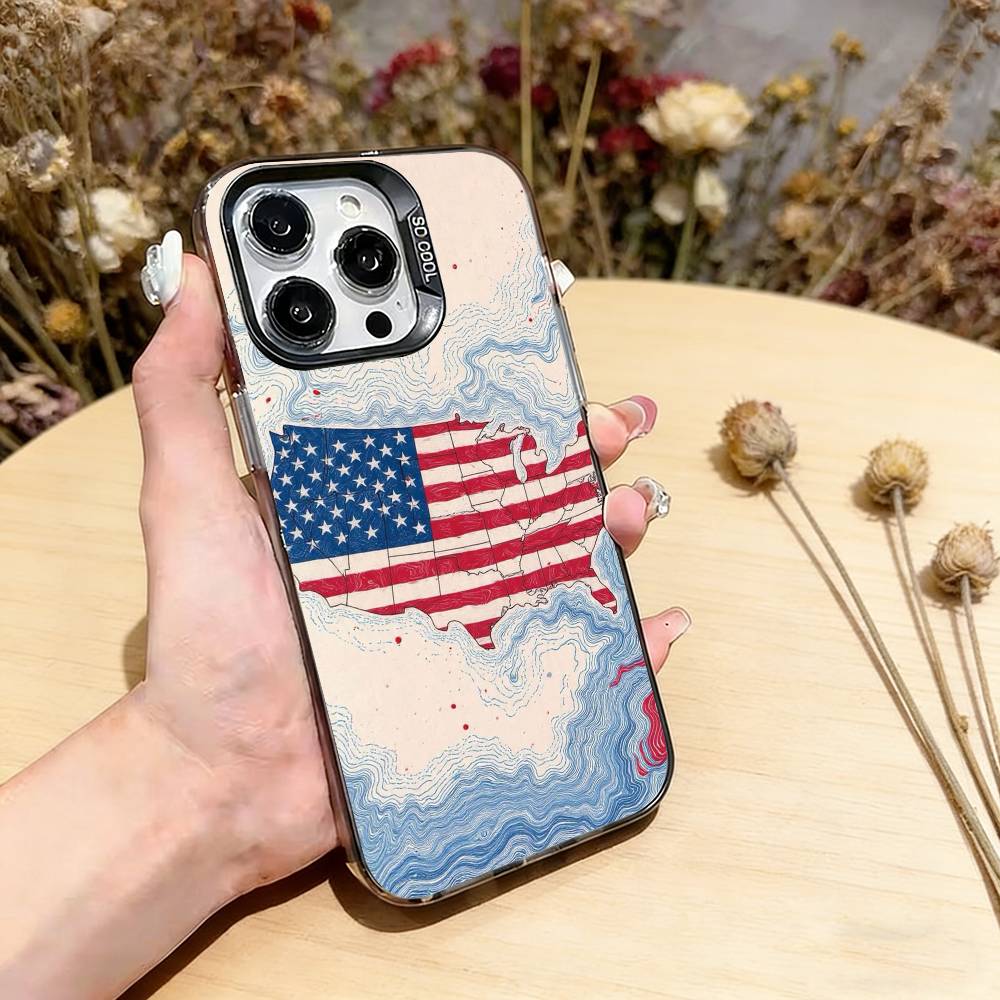 

The Culture of the American Flag Phone Case For iPhone 17,16,15,14,13,12,11 Plus,Pro Max,XS,Colorful Silver Black Cover iPhoneXsMax
