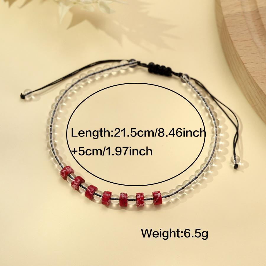 Boho Damen Fußkettchen Premium Ausgewählter Kaiserstein Handgeflochten Verstellbares Fußarmband Strandurlaub Knöchel Accessoire