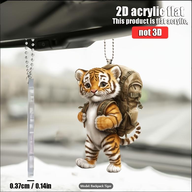 2D Cute Little Tiger Keychain Cartoon Animal Flat Pendant Acrylic Ornament Charms for Bag Hanging Decoration Party Festive Gift