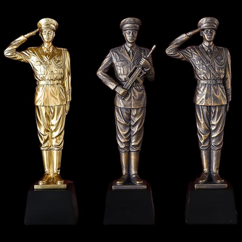 Military Veteran Golden Commemorative Figurine