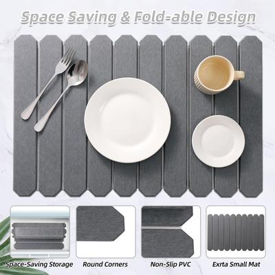 Absorbent Rack Dish Pad Easy To Clean Quick Dry Collapsible Dish Mats for Kitchen Pot Dishes Bottles Cups Tableware