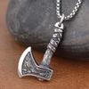Boutique Stainless Steel Viking Wolf and Odin Crow Axe Pendant Necklace Vintage Men's Nordic Popular Jewelry for Birthday Gifts