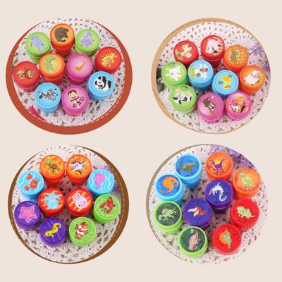 10pcs Kids Cartoon Animal Dinosaur Stamp Children Plastic Self Inking Stampers Toys for Kids