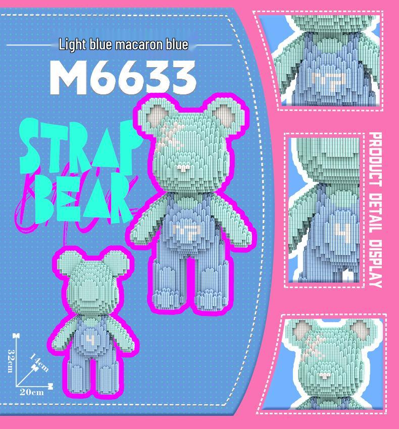Mengpin Transparent Bear Micro Bricks Puzzle Toy for Kids - Brain Teaser Birthday Gift Figurine