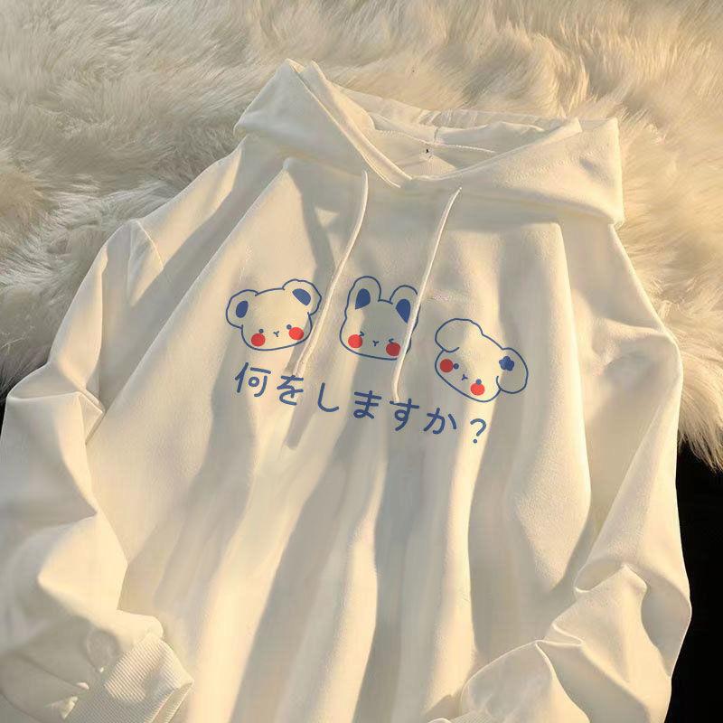 

Зимние флисовые женские толстовки с капюшоном с белым медведем и принтом, пуловер с карманами и заниженными рукавами, дышащие свободные толстовки, милая женская одежда XXXL