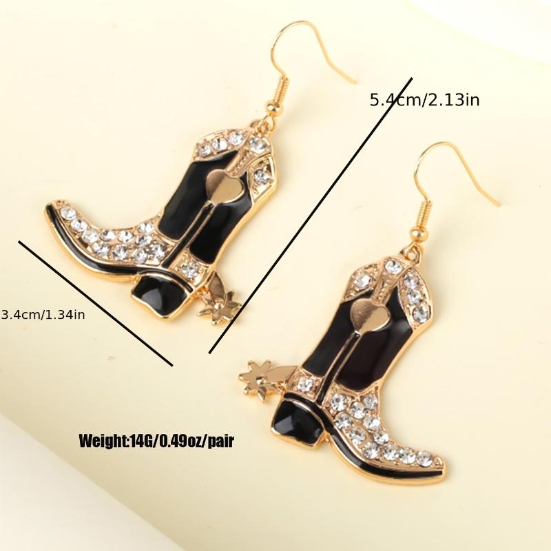 Personalized Sparkling Inlaid Zircon Cowboy Boots Pendant Earrings, Suitable for Women's Gothic Festival Accessories Gifts