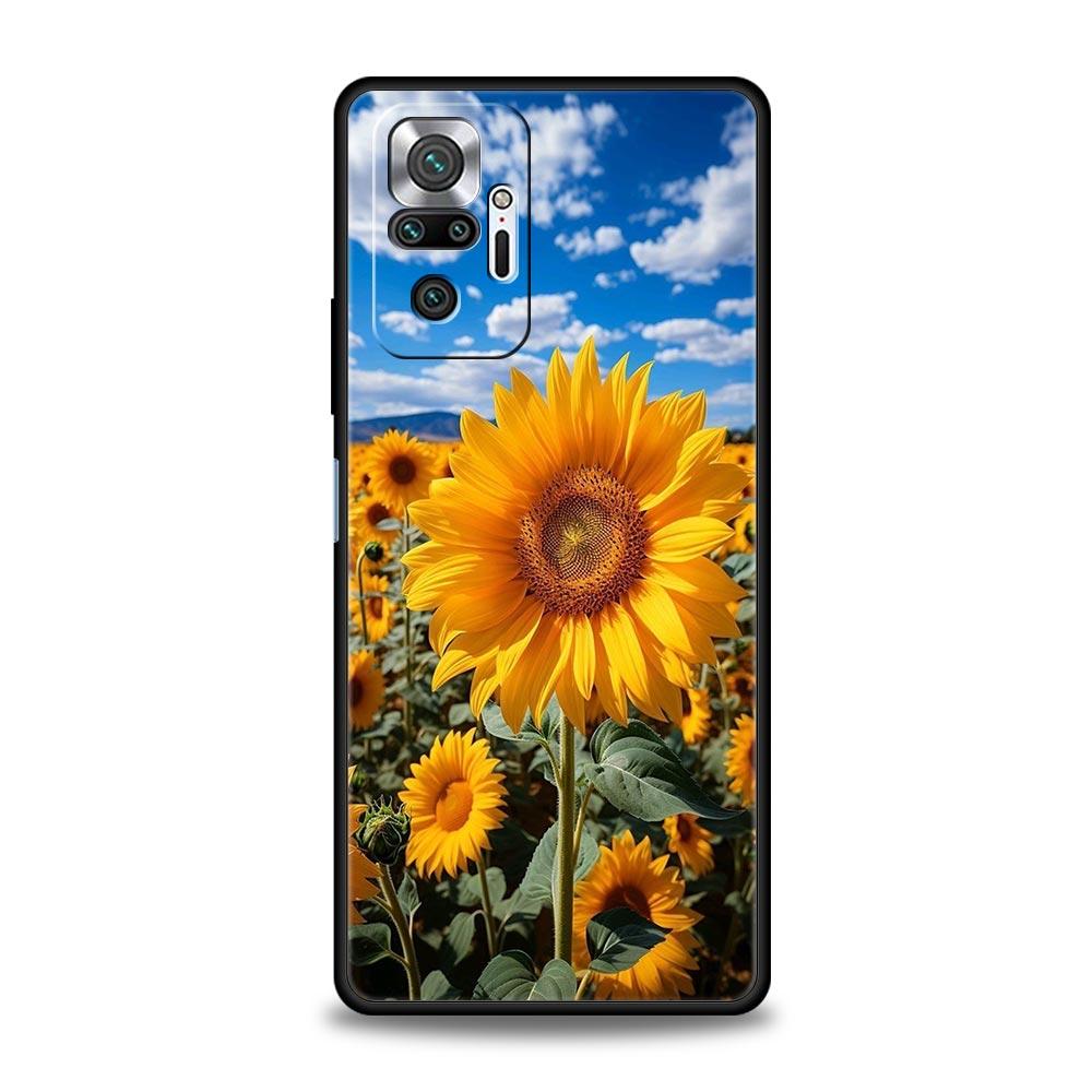 Beautiful Yellow Sunflower Phone Case For Xiaomi Redmi Note 14 13 5G 10 11 12 Pro Plus 4G 14C 13C 12C 10C Black Cover