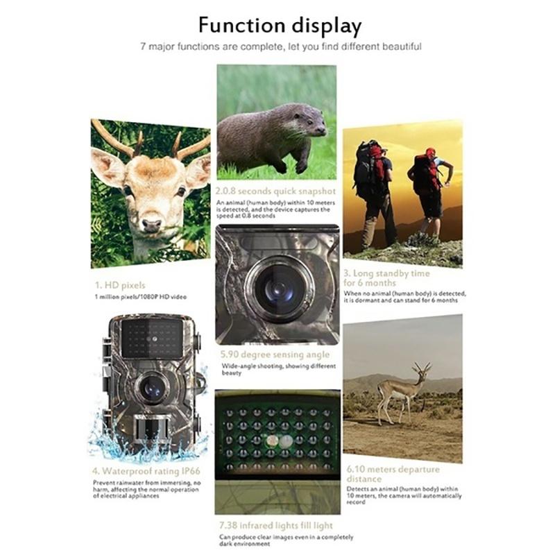 HD 1080P Hunting Trail Camera Wildlife Scouting Infrared Night Vision IP66 Waterproof HD Infrared Tracking Field Detection Camera Outdoor Camcorder