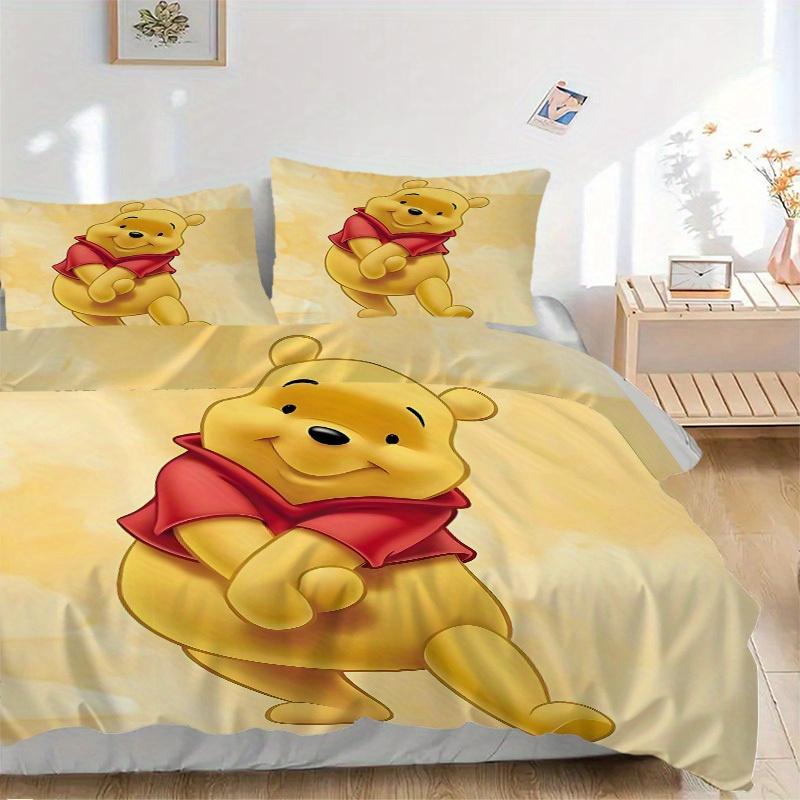 3-teiliges Set Pooh1 Stück Bettbezug+2 Stück Kissenbezug, ohne Füllung, bedruckte Bettwäsche, Ganzjahres-Schlafzimmer-Einrichtung063