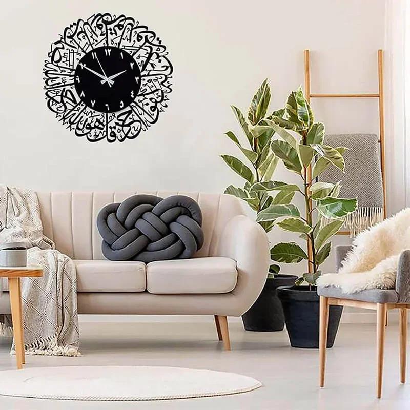 Acrylic mirror decorative clock Islamic Calligraphy Eid Decor Wall Clock 3D Silent Quartz Wall Clock Home Decoration PenduQ1G1T3