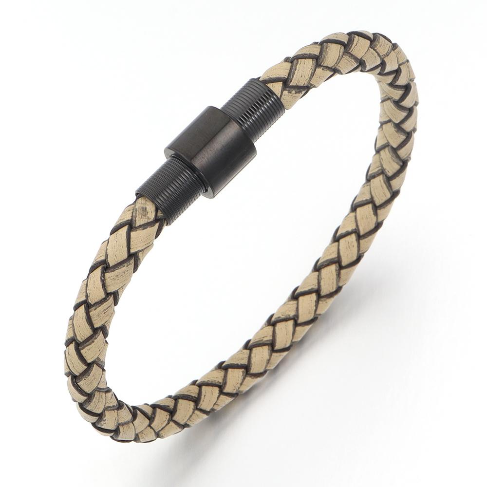 Vintage Leather Bracelet Stainless Steel Magnetic Clasp Braided Cord Rope For Men Fashion Design Simple Handmade Jewelry Gifts