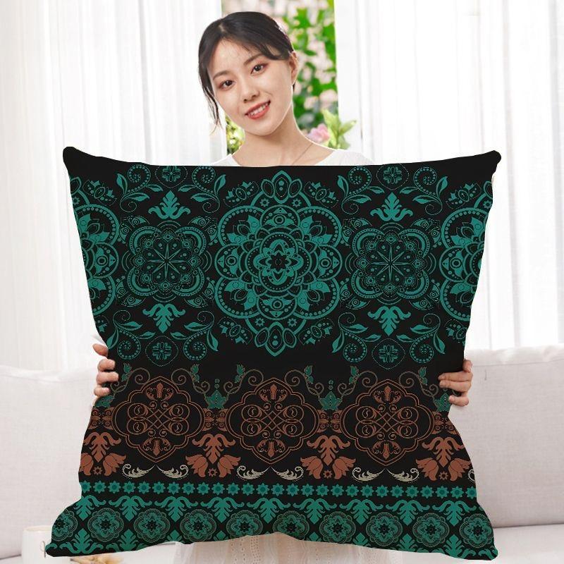Double-Sided Bohemian Print Ethnic Style Pillow Cover Sofa Living Room Cushion Cover Geometric Pillow Square Pillowcase