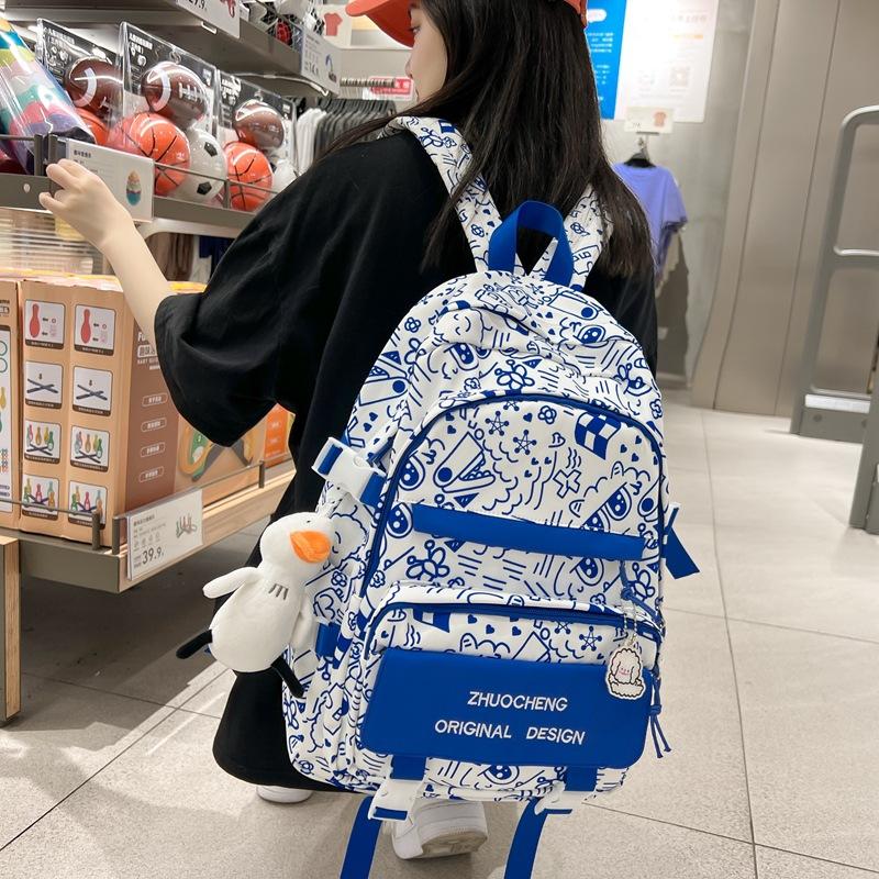 School bag college students Mori leisure niche Korean version ins new graffiti backpack high school students large capacity backpack