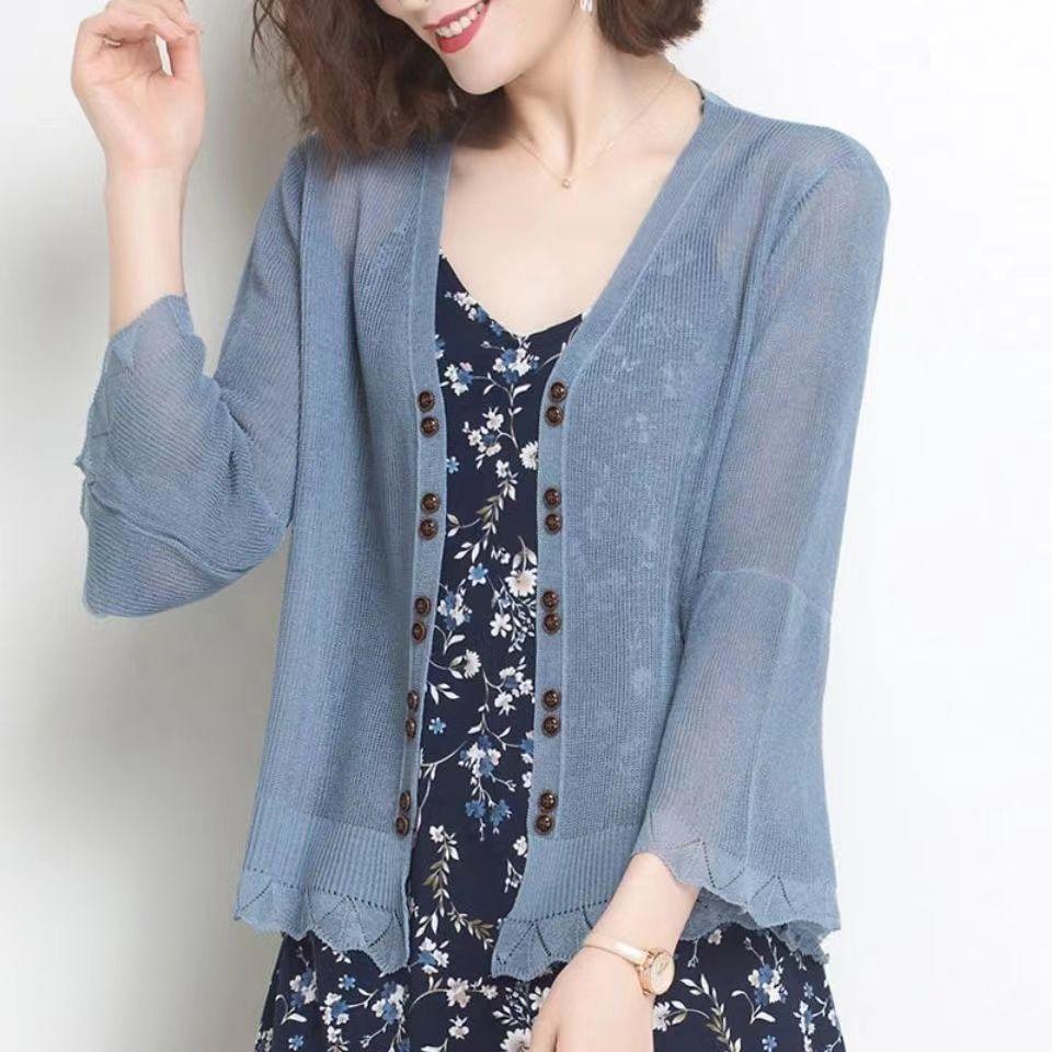Sunscreen Clothing for Women Summer Air Conditioning Shirt with Camisole Skirt Top Knitted Cardigan and Small Shawl Jacket