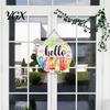 Tropical Wall Decor Hello Summer Door Sign, Ice Pop Flip Flop Welcome Hanger, Party Decoration Farmhouse Hanging Wooden Wreath for Front Home