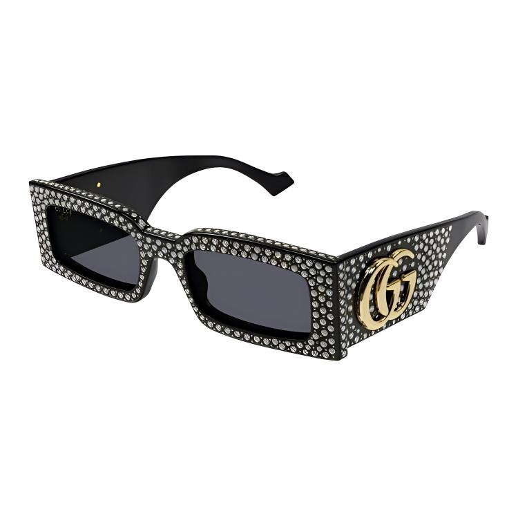 GUCCI Acetate Irregular Sunglasses Unisex Couple Black