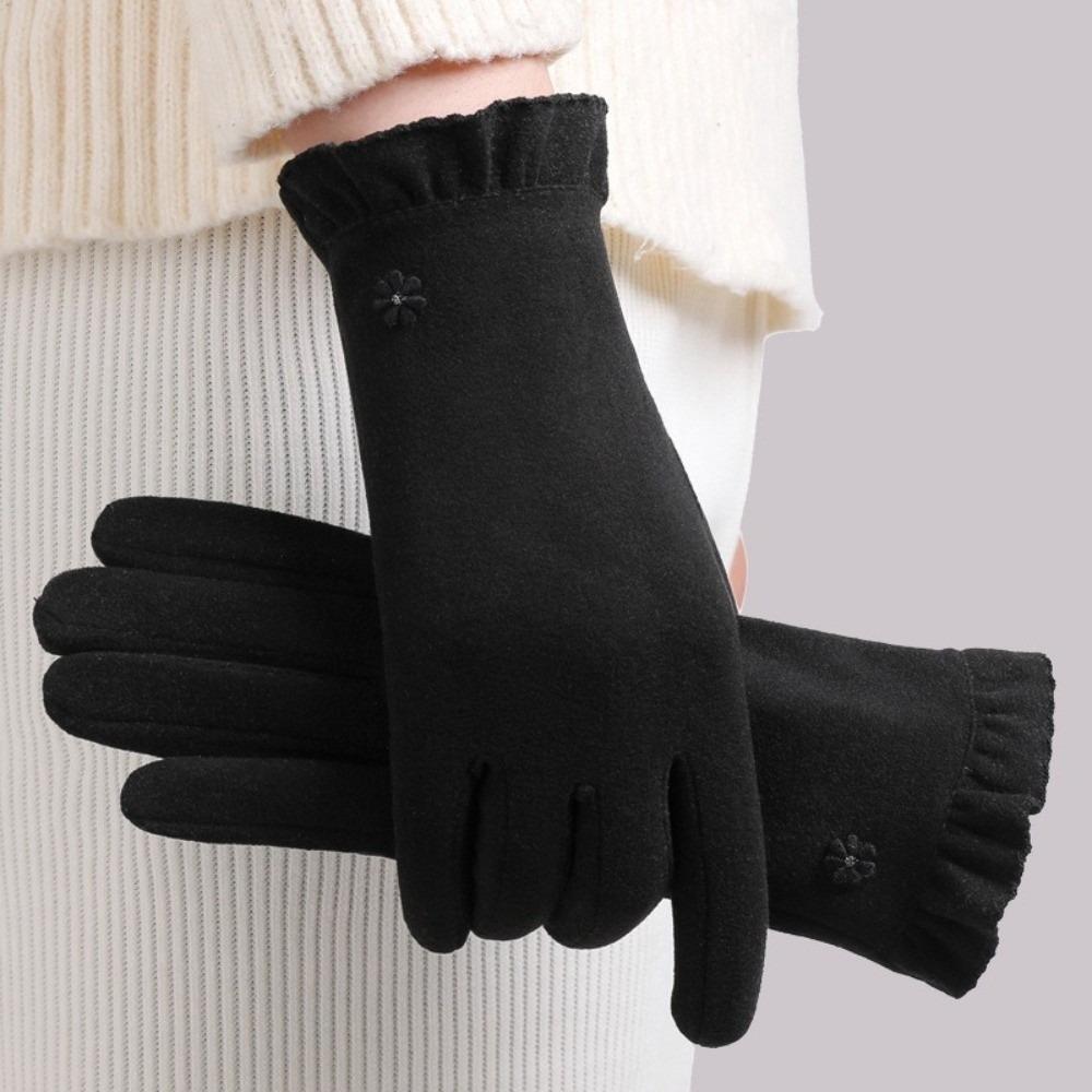 

New Dralon Winter Gloves Warm Touchable Screen Touch Screen Gloves Coldproof Windproof Full Finger Gloves Women чорний