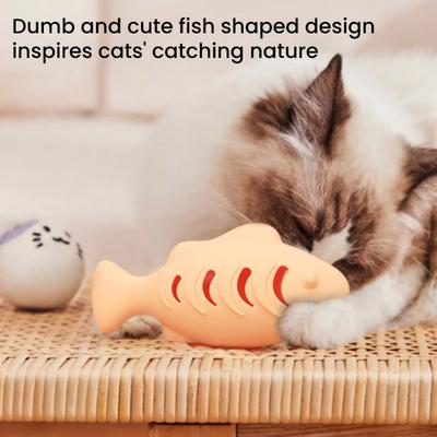 Silikon Fisch Katze Spielzeug Interaktiv Indoor Katzen Futterspielzeug Multifunktionaler Leckerli-Spender Kätzchen Zahnung Kauspielzeug Haustierbedarf