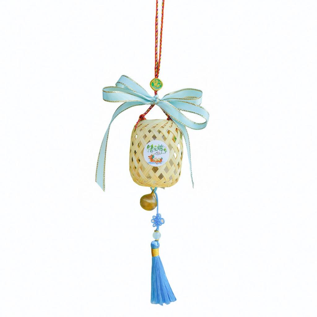 DIY Door Hanging Kit: Dragon Boat Festival Mugwort Bamboo Weaving with Bells and Wind Chime Decoration.