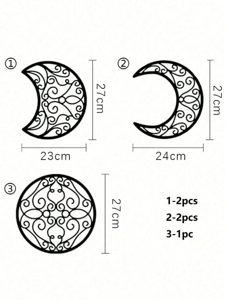 Crescent Moon Wall Art Set Rustproof Islamic Metal Wall Hangings