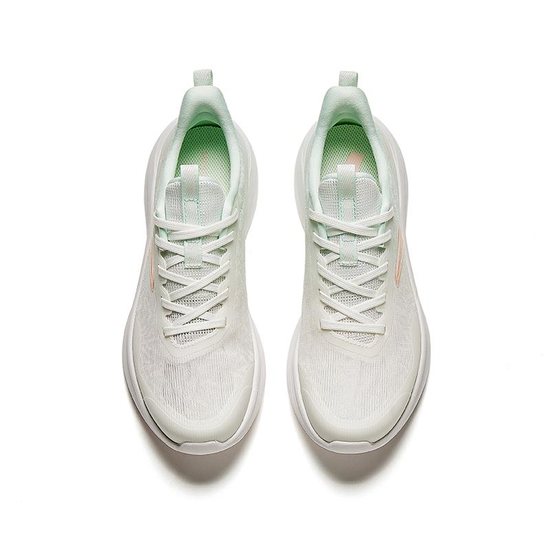 Anta Cushioning, Abrasion Resistant, Breathable, Lightweight Low Top Long Distance Running Shoes Women's White Green Sneakers 922425521-4