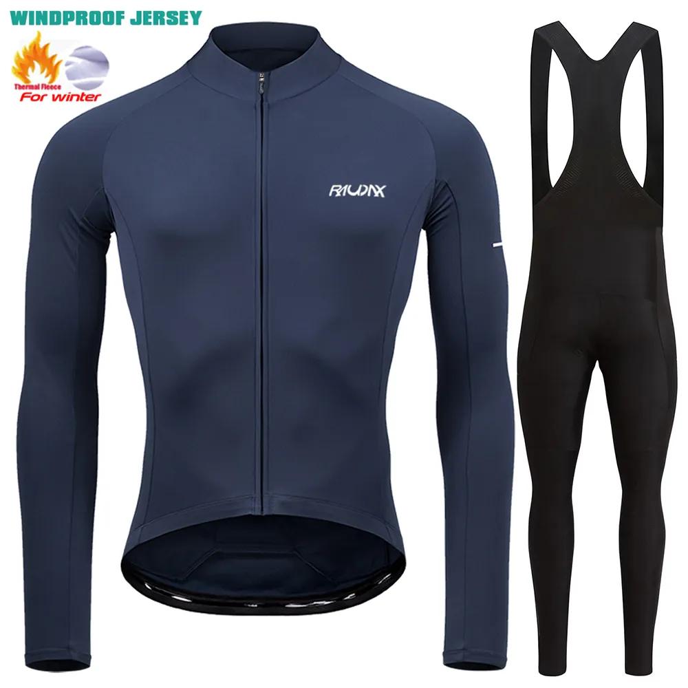 RAUDAX 2024 Man's Winter Cycling Clothing Long Sleeves Thermal Fleece Cycling Jersey Set Outdoor Keep Warm Road Bike Sportswear