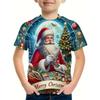 Summer Round Neck 3D Cute Cartoon Christmas Printed T-shirts Fashionable Casual Short Sleeved Children's Boy and Girl Kids Unisex T-shirts