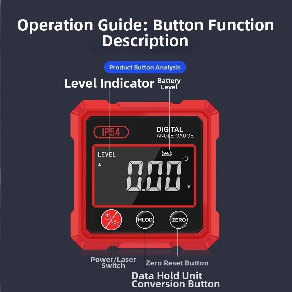 With Dual Laser Inclinometer 4x90° Electronic Goniometer Digital Angel Meter  Carpenter Tools