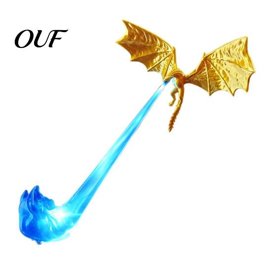 Durable PLA Dragon Model 3D Printed Fire-Breathing Bookshelf Decor, Fantasy Nook Light, Flying Figurine Theme Display with Flame, Halloween Shelf for