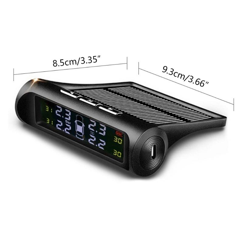 1 Satz Smart Car Reifendruckkontrollsystem TPMS Solarenergie Digitales LCD-Display USB Automotive Sicherheitsalarm Reifensensor