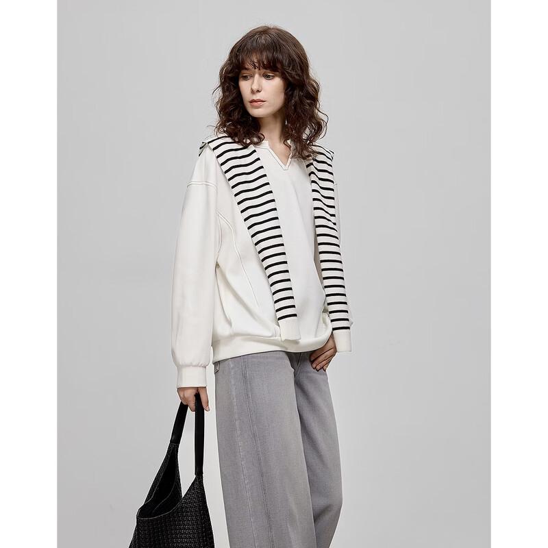 Demana Damen V-Ausschnitt Lässiger Lockerer Pullover