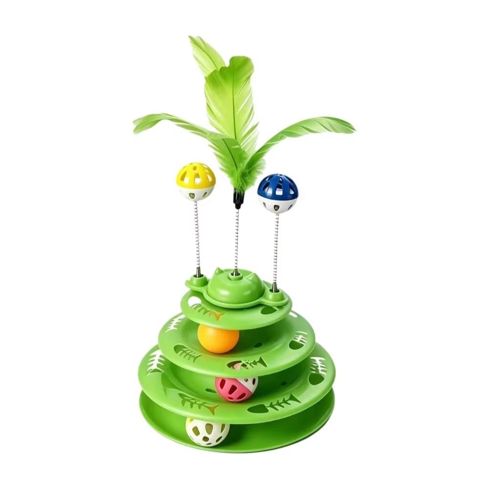 Rotating Ball Cat Track Ball Toy Multi Layer Spring Wand Toy Interactive Cat Toy Training
