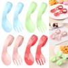 Ustensiles Antidérapants Couleur Unie Auto-Alimentation Fourchette Tournante Cuillère Ensemble Entraînement Bébé 2 Pièces/Ensemble Bébé