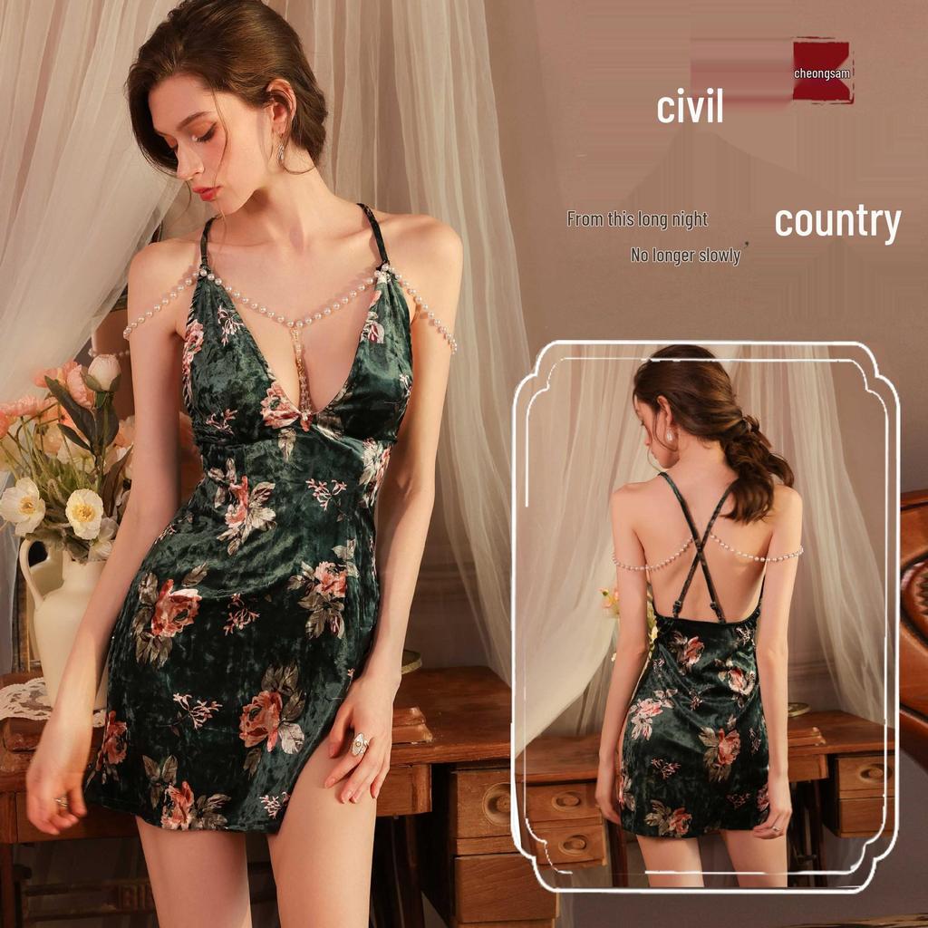 Pearl Qipao: Sexy No-Take-Off Hip-Hugging Skirt - Flirtatious Battle Robe for Bedroom