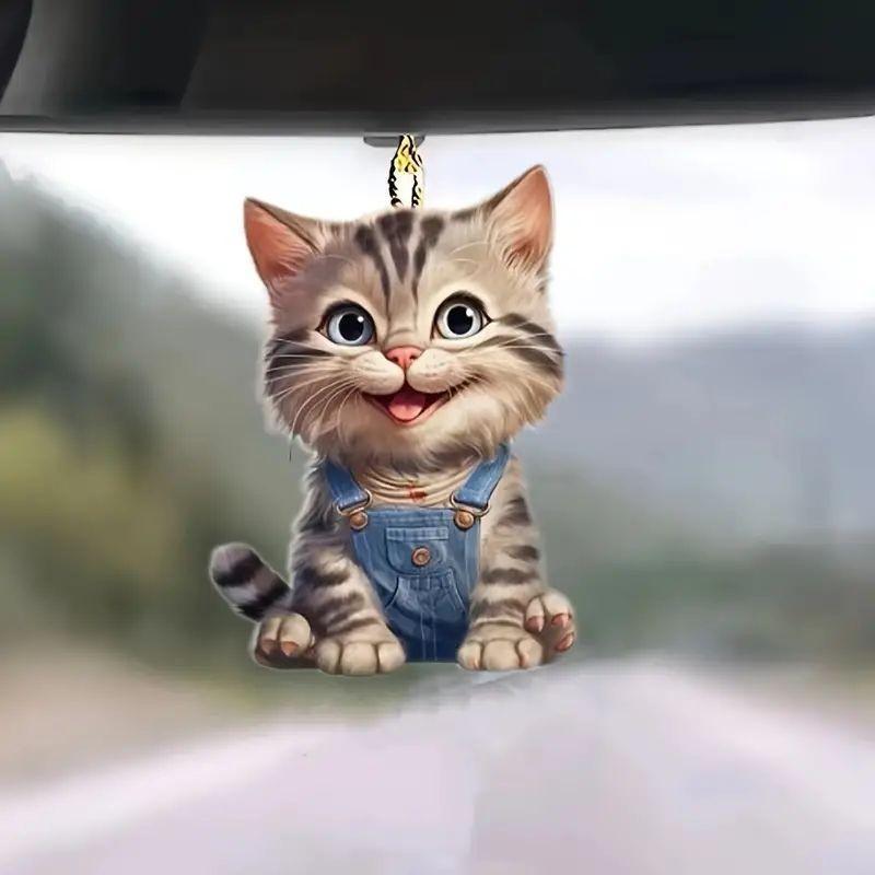 Delightful Cat Acrylic Car Decor Charming Backpack Ornament For A Playful Home Ambiance