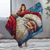 Tuniu Santa Claus Stained Glass Blanket Winter Sofa Bed Throw Warm Decorative Gift
