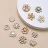 10PCS Flower-shaped Pearl Rhinestone Buttons Sparkling Crystal Hairpins Decoration Buttons Clothes Apparel Sewing Accessories