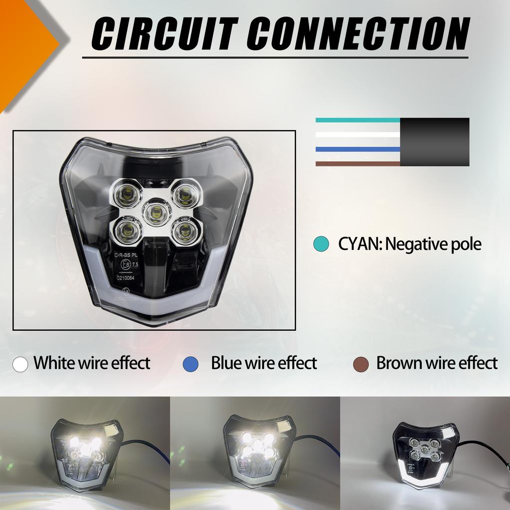 Enduro Motorcycle Headlight LED Wick for KTM EXC XC SX XC-W 125 250 300 350 450 530 DirtBike Off Road Racing Headlamp Modified