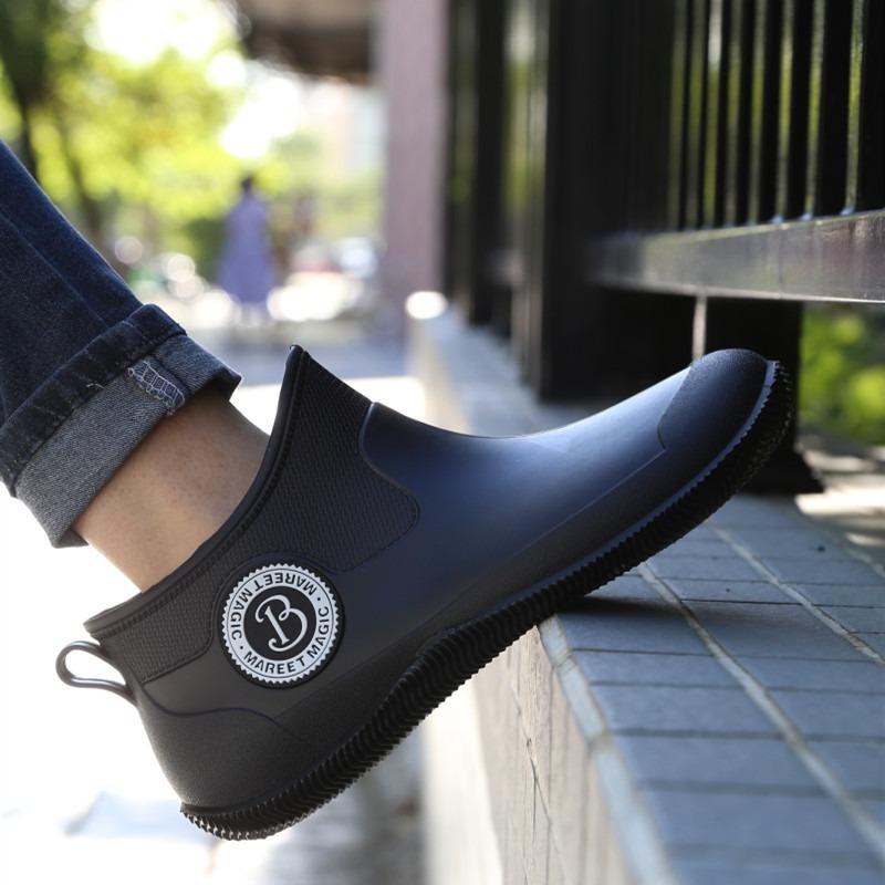 Rain shoes men's new Chelsea fashion short rain boots simple non-slip soft sole low-top women's galoshes