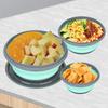 Silicone Folding Bowl with Lid, Salad Bowl Set, Foldable Lunch Box, Portable, 3 Pcs