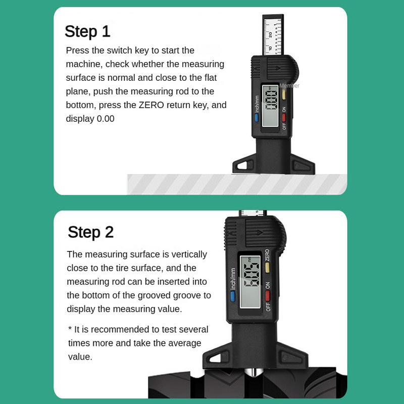 LCD Digital CarTyre Tire Tread Depth Gauge Tire Monitoring System Stainless-steel Caliper Depth Gauge Inspection Measurer Tools High Quality