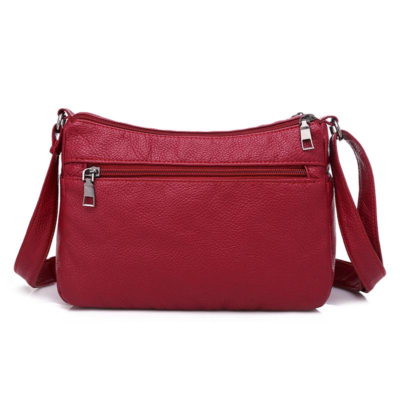 2023 Women's Soft Leather Crossbody Bag - Washed Leather, Large Capacity, Single Shoulder, Perfect for Mothers