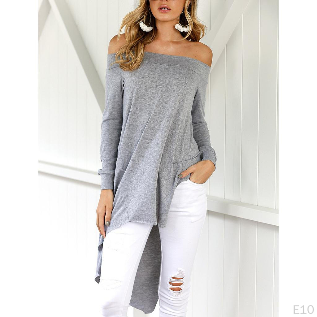 Women Off-Shoulder Long Sleeve Side Slit
